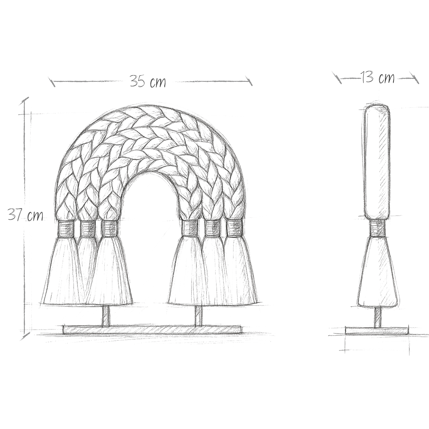 Boceto de dimensiones Arcoíris Prehispánico