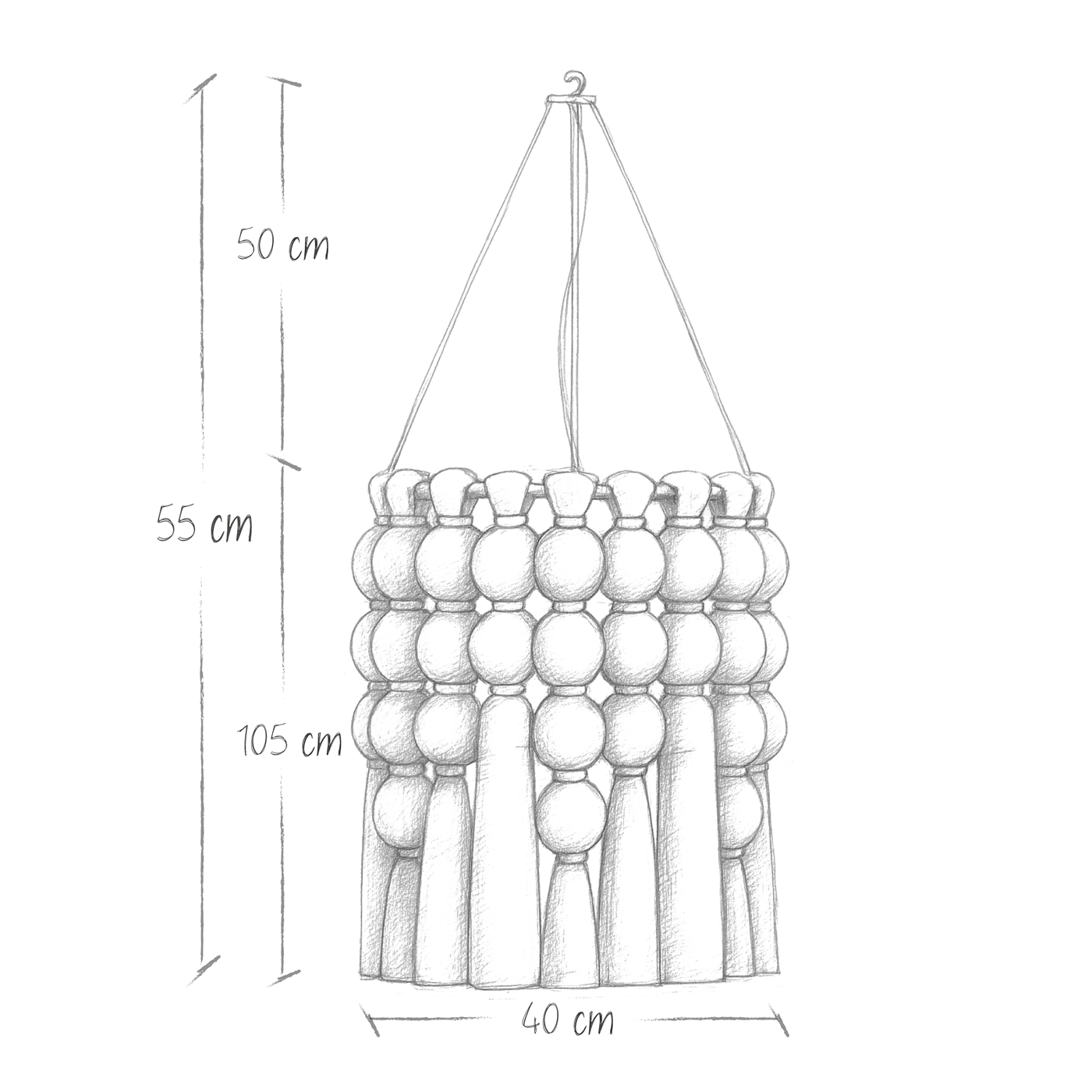 Boceto de dimensiones Candil Códice - Chico