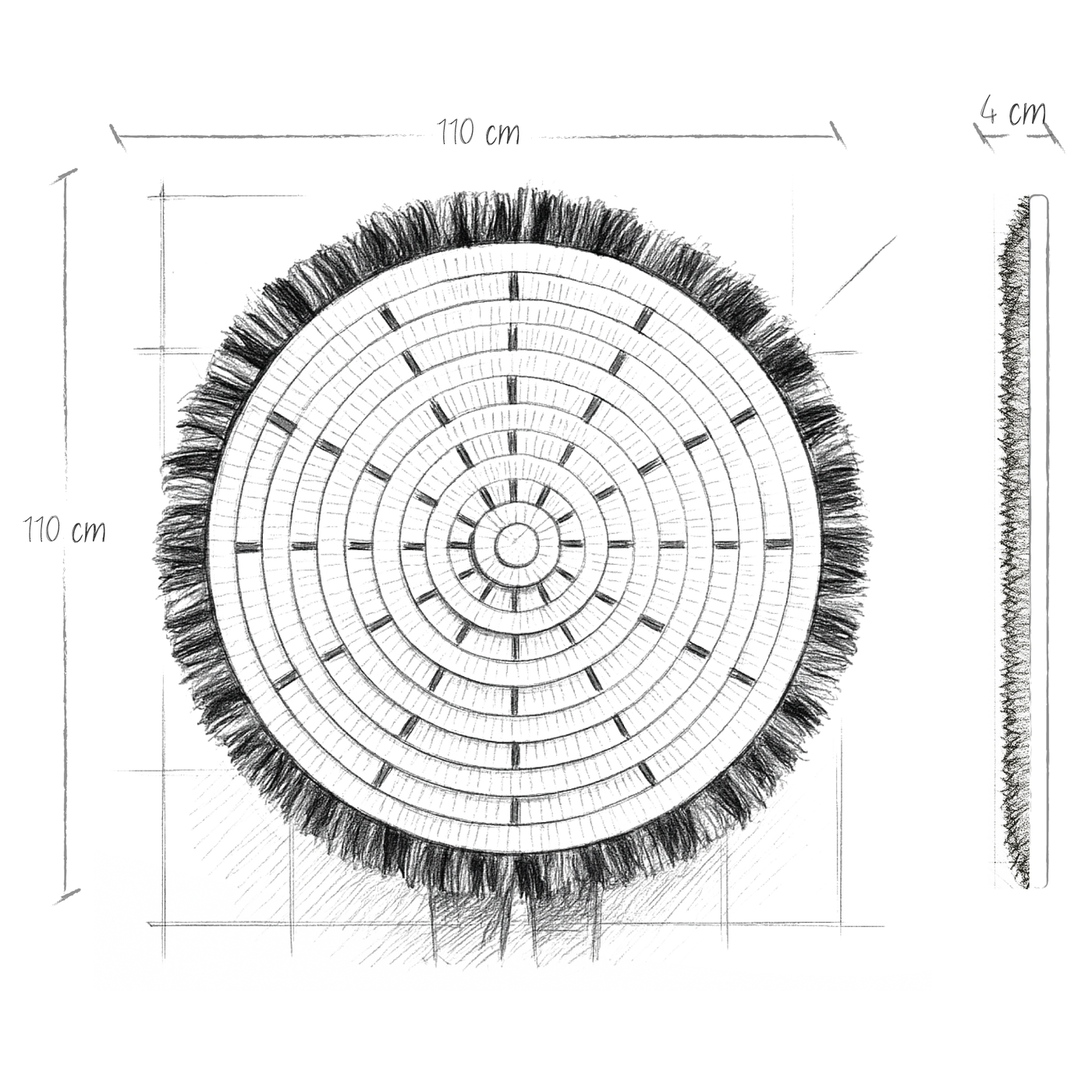Boceto de dimensiones Tapiz Chimalli