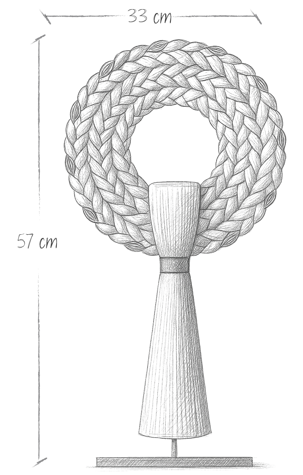 Boceto de dimensiones CORONA DE ADVIENTO DE MESA