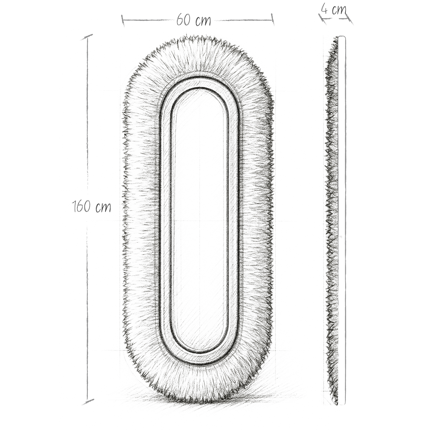 Boceto de dimensiones Oval Maxi - Espejo
