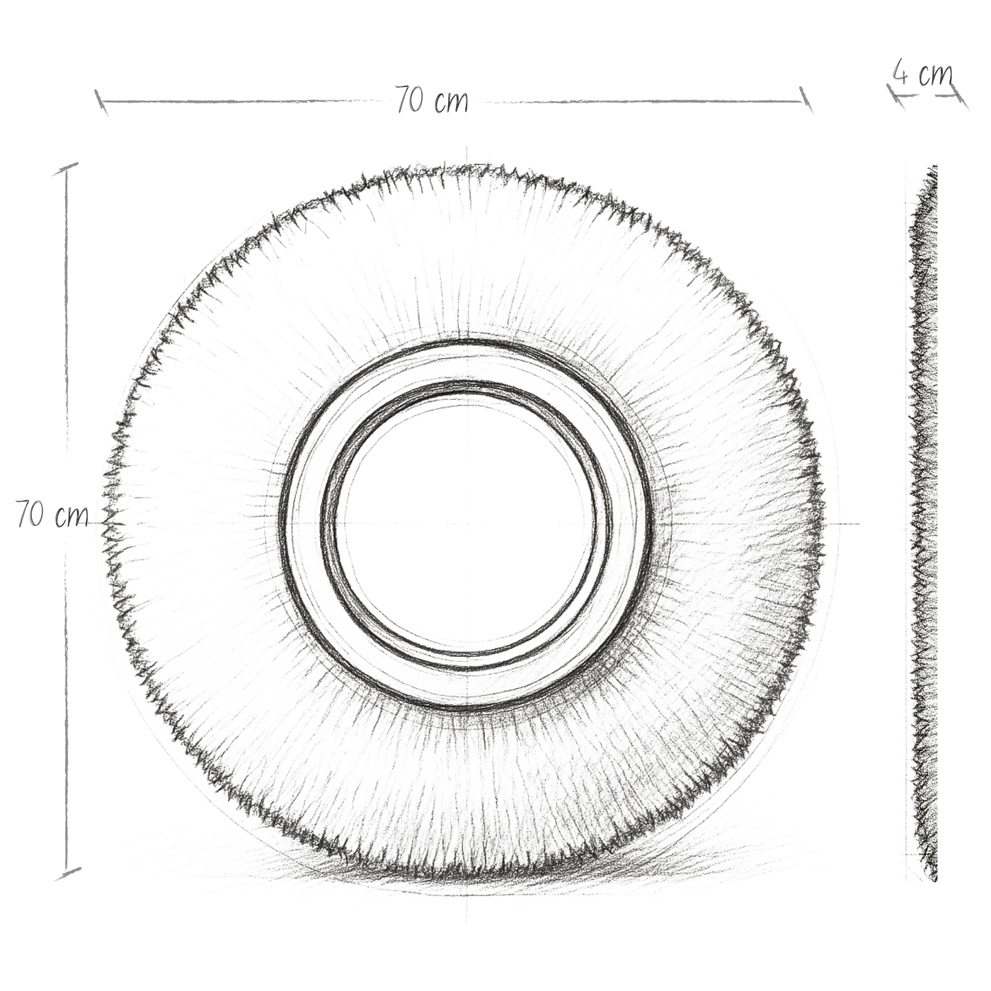 Boceto de dimensiones Ojo de Agua - Espejo Mediano