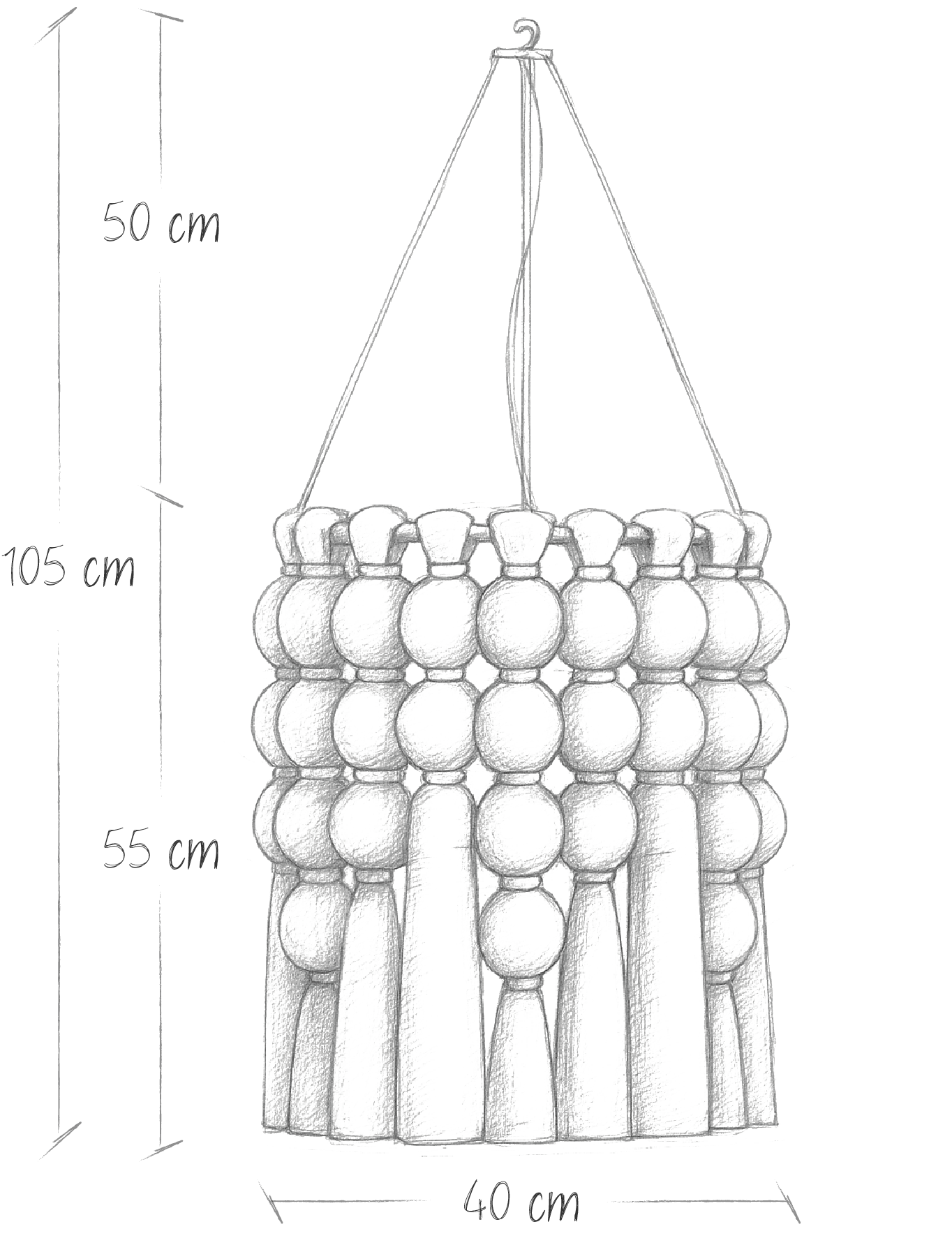 Boceto de dimensiones Candil Códice - Chico