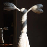 Serpiente de dos cabezas contruida a mano con fibra de sansevieria